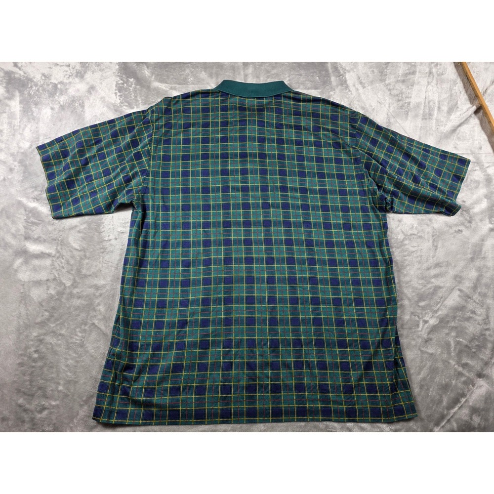 St Andrews Links Polo Shirt Mens Large Green Tartan Plaid Filo di Scozia Cotton - Picture 7 of 7